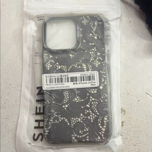 SHEIN Elegant Black Floral iPhone 14 Pro Max Case
